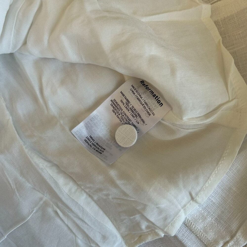 NEW Reformation Evie Linen Top Sz4 White - Picture 8 of 9